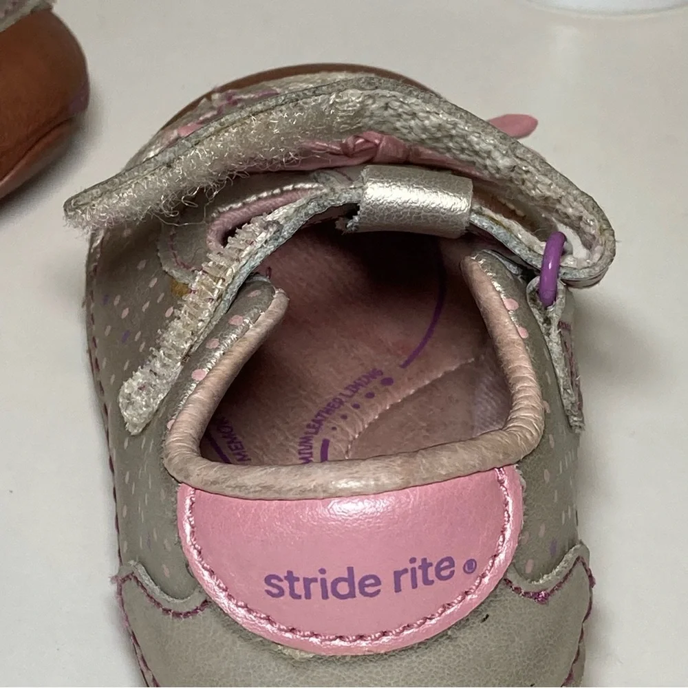 🌺 Stride Rite Baby Girl's 4 W Mary Jane T Strap Bow Sparkle
